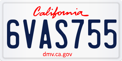 CA license plate 6VAS755