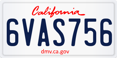 CA license plate 6VAS756
