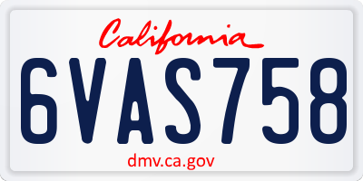 CA license plate 6VAS758