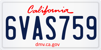 CA license plate 6VAS759