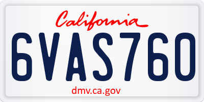 CA license plate 6VAS760