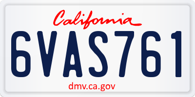 CA license plate 6VAS761