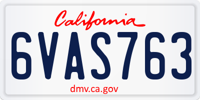 CA license plate 6VAS763