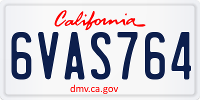 CA license plate 6VAS764