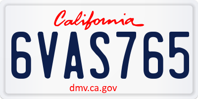 CA license plate 6VAS765