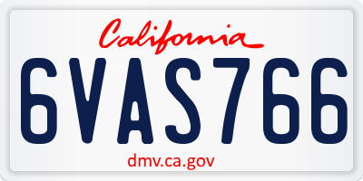CA license plate 6VAS766