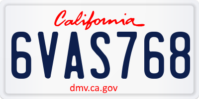 CA license plate 6VAS768