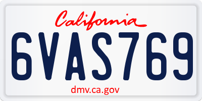 CA license plate 6VAS769