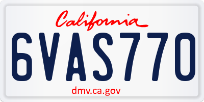 CA license plate 6VAS770