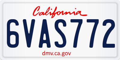 CA license plate 6VAS772