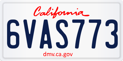 CA license plate 6VAS773