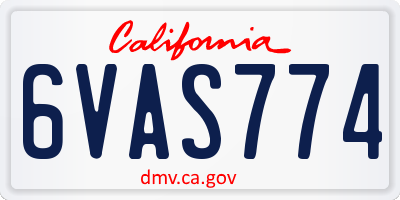 CA license plate 6VAS774