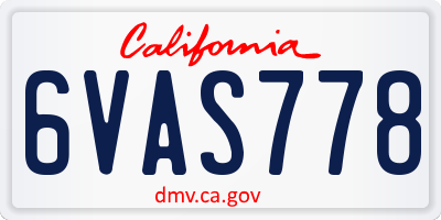 CA license plate 6VAS778