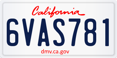 CA license plate 6VAS781