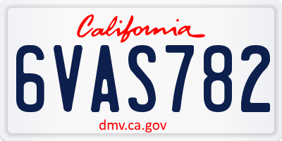 CA license plate 6VAS782