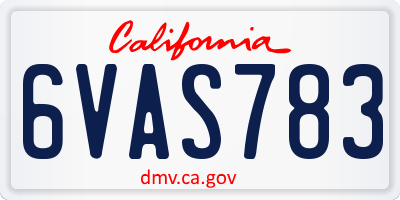 CA license plate 6VAS783