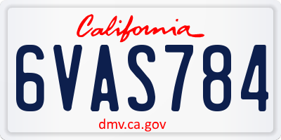 CA license plate 6VAS784