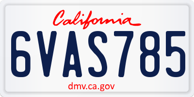 CA license plate 6VAS785