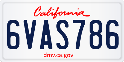 CA license plate 6VAS786