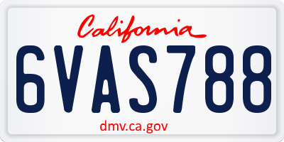 CA license plate 6VAS788
