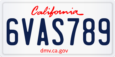 CA license plate 6VAS789