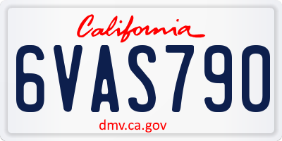 CA license plate 6VAS790