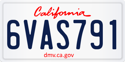 CA license plate 6VAS791