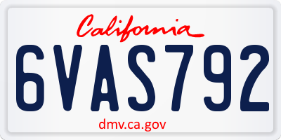 CA license plate 6VAS792