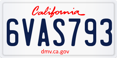 CA license plate 6VAS793