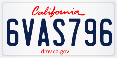 CA license plate 6VAS796
