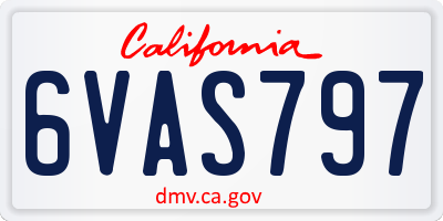 CA license plate 6VAS797