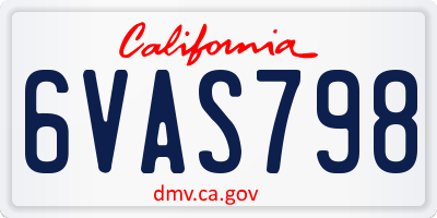 CA license plate 6VAS798