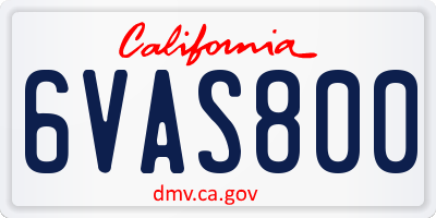 CA license plate 6VAS800