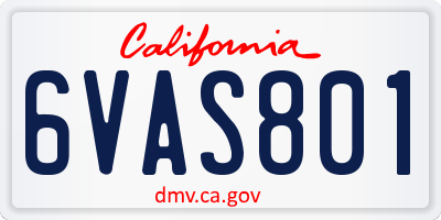 CA license plate 6VAS801