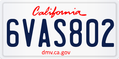 CA license plate 6VAS802