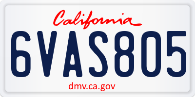 CA license plate 6VAS805