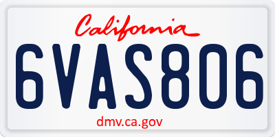 CA license plate 6VAS806