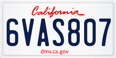 CA license plate 6VAS807