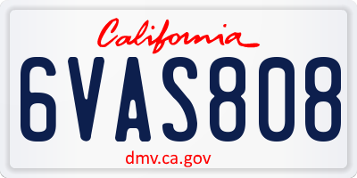 CA license plate 6VAS808