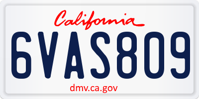CA license plate 6VAS809