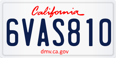CA license plate 6VAS810