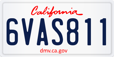 CA license plate 6VAS811