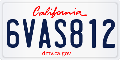 CA license plate 6VAS812