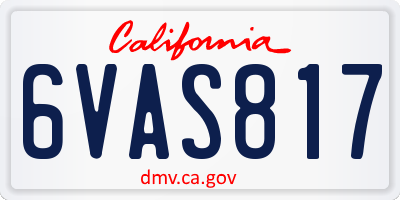 CA license plate 6VAS817