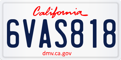 CA license plate 6VAS818