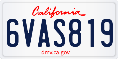 CA license plate 6VAS819