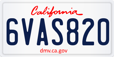 CA license plate 6VAS820