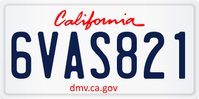 CA license plate 6VAS821