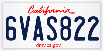 CA license plate 6VAS822