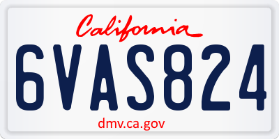 CA license plate 6VAS824